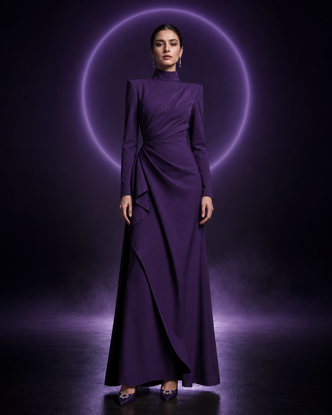 Fashion model in violet outfit